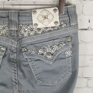 MISS ME | slate grey skinny crop flap pocket pants